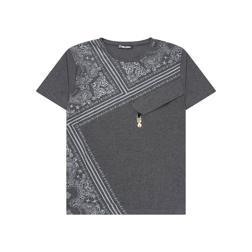 Antraciet T-shirt met Subtiel Dessin en Zakdetail voor Heren