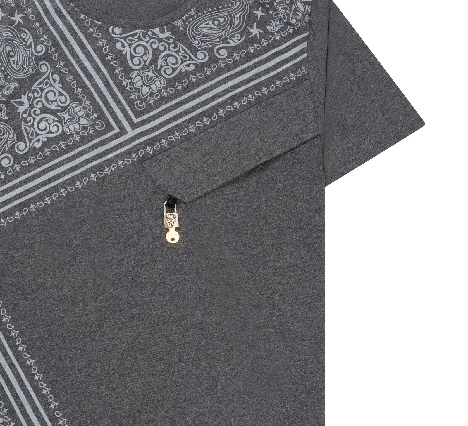 Antraciet T-shirt met Subtiel Dessin en Zakdetail voor Heren