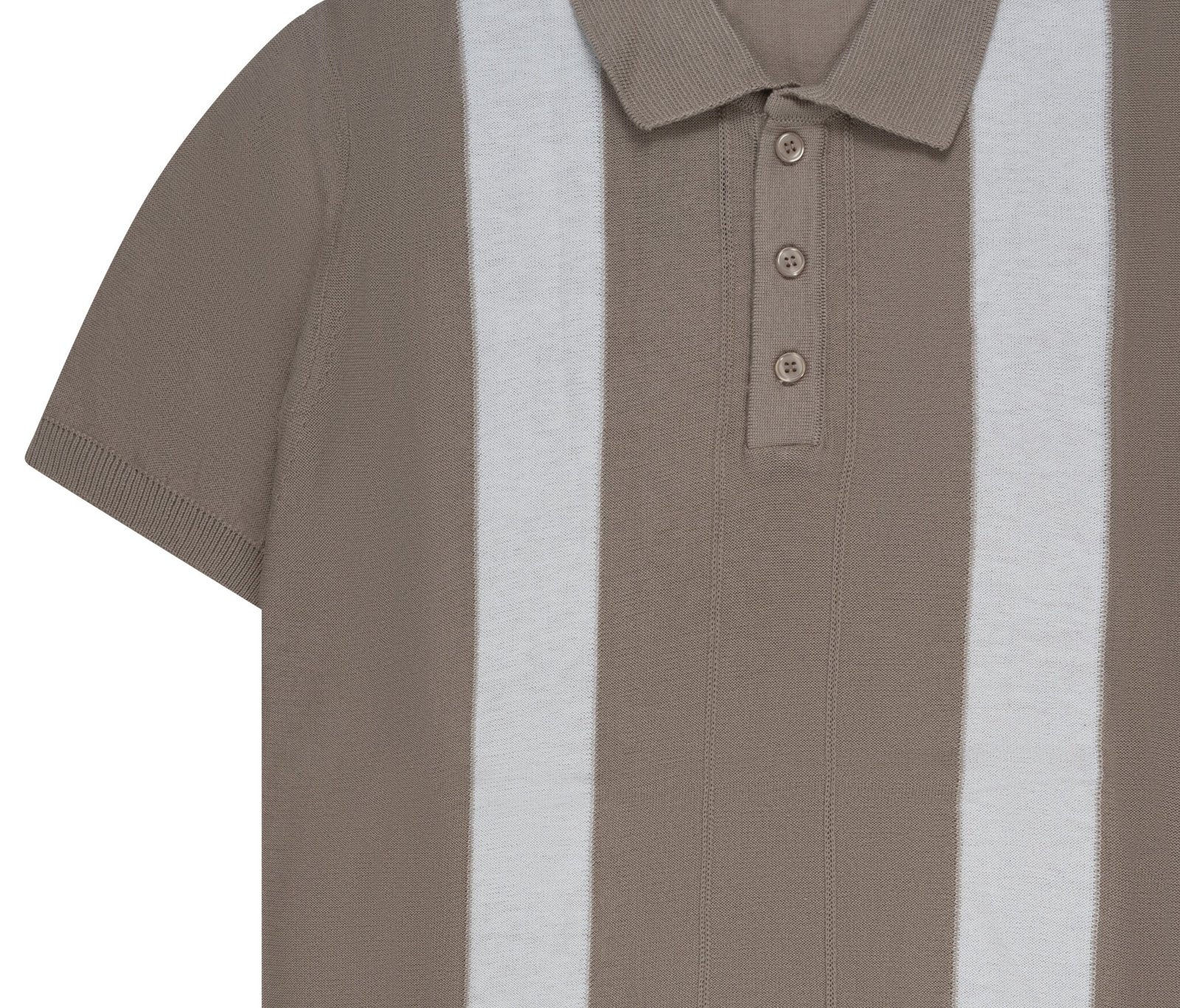 Beige Slim Fit T-shirt met Verticale Strepen