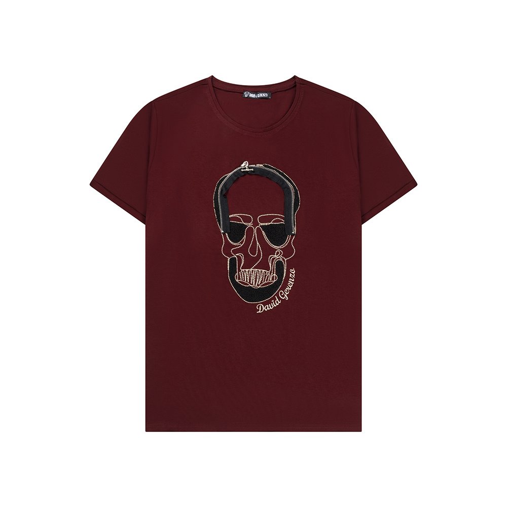 Bordeaux T-shirt met doodskop