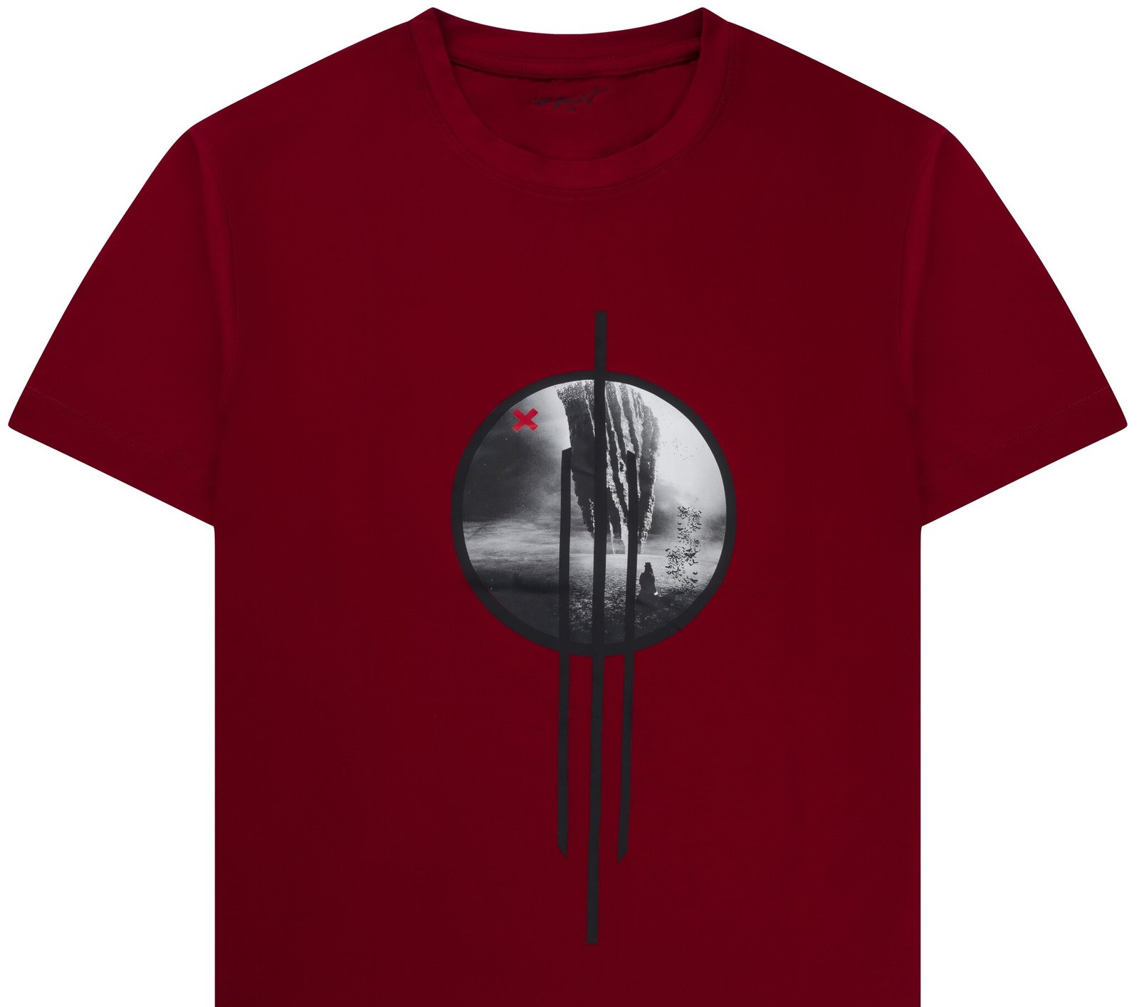 Rood heren T-shirt met unieke cirkelprint
