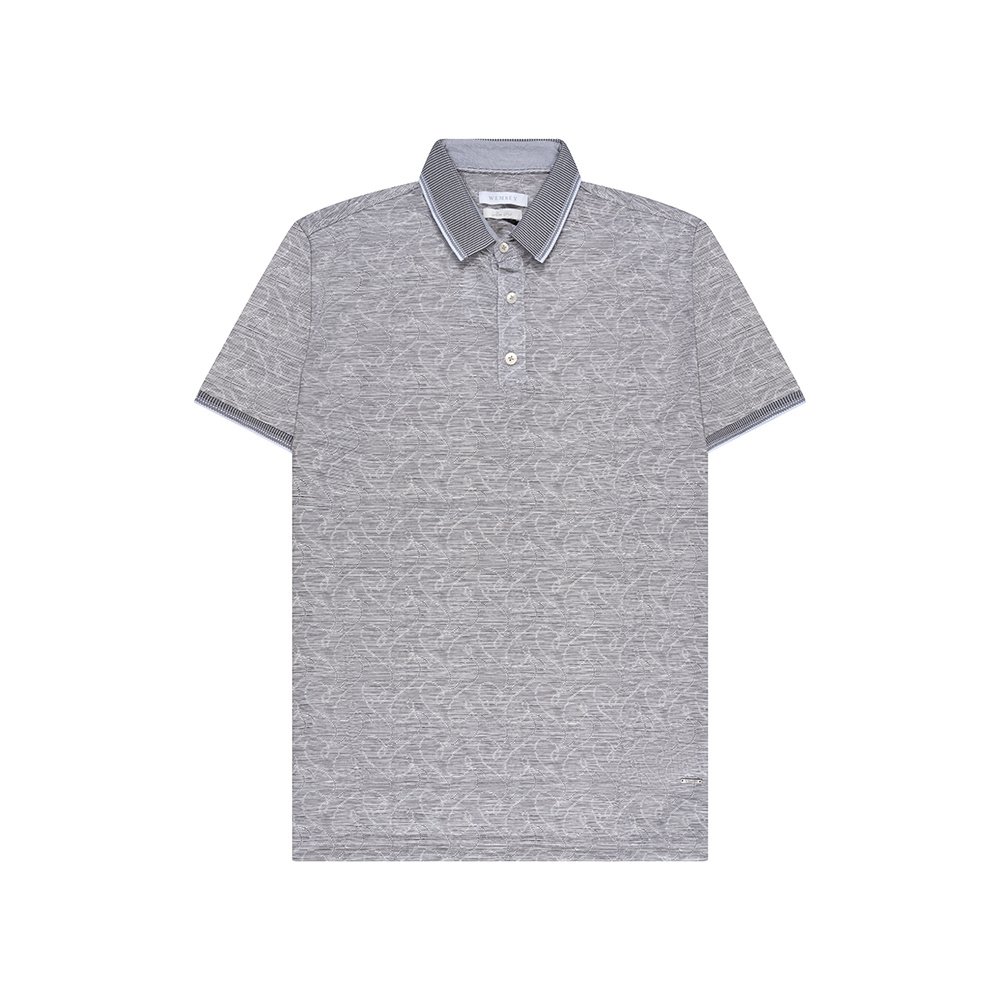 Slim Fit Polo Antraciet met Subtiel Patroon