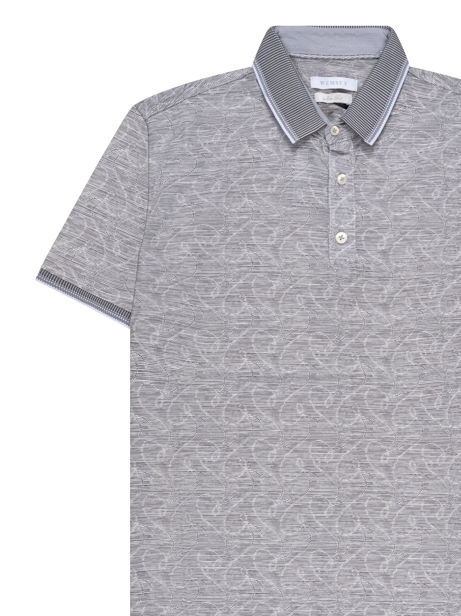 Slim Fit Polo Antraciet met Subtiel Patroon