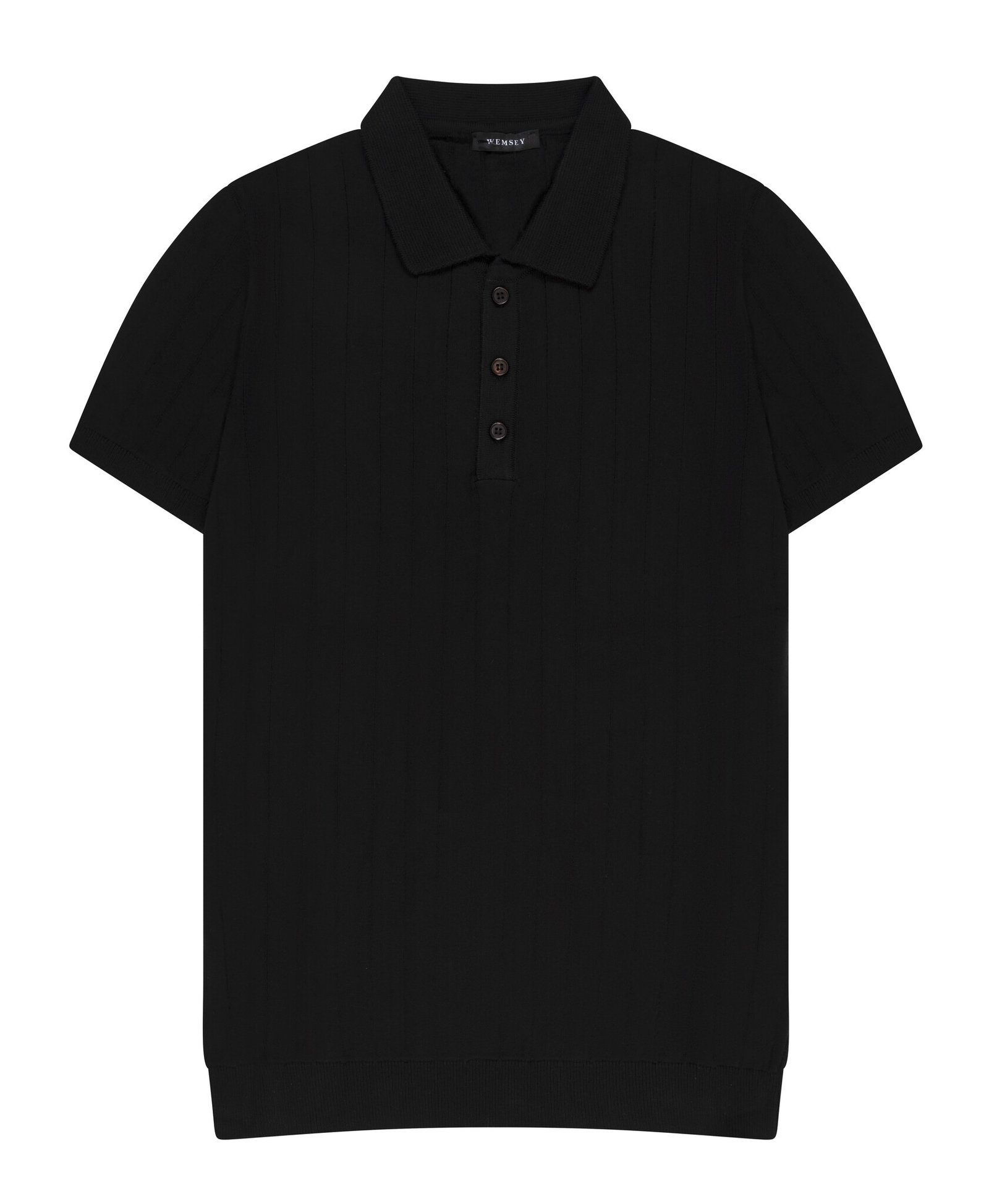 Slim Fit Polo T-shirt Zwart met Verticale Strepen en Korte Mouwen