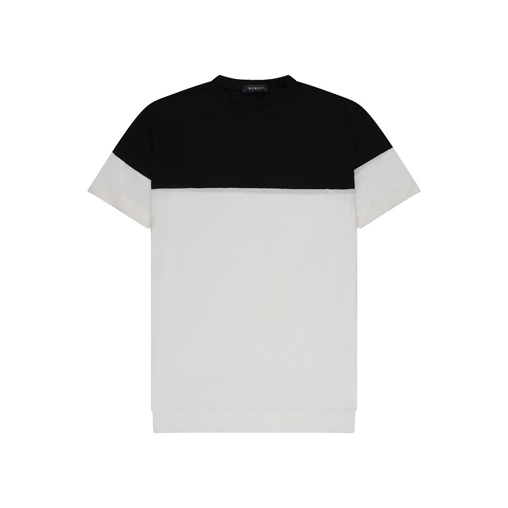 Stijlvol Slim Fit T-shirt in Zwart en Wit met Korte Mouwen