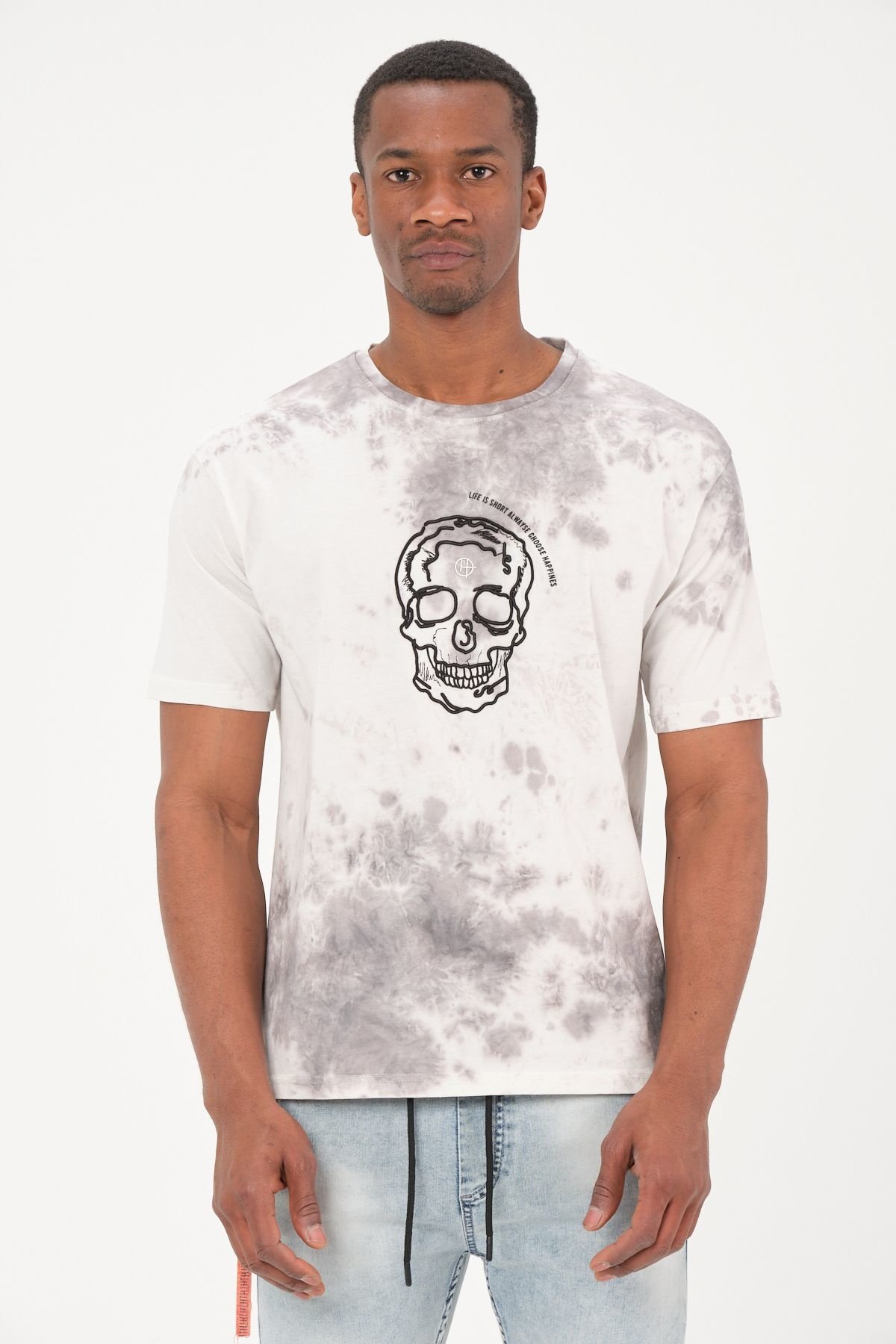 T-shirt doodskop grijs