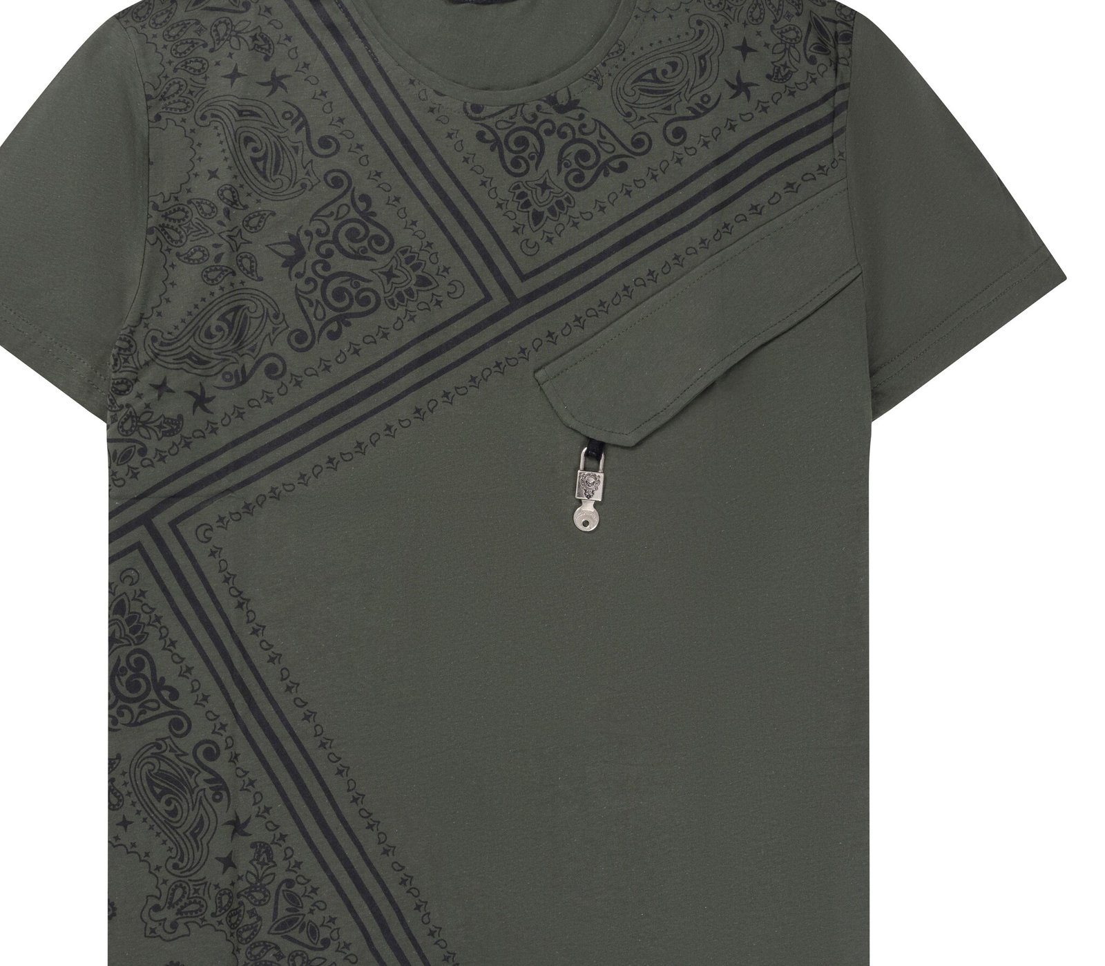 T-shirt met dessin legergroen