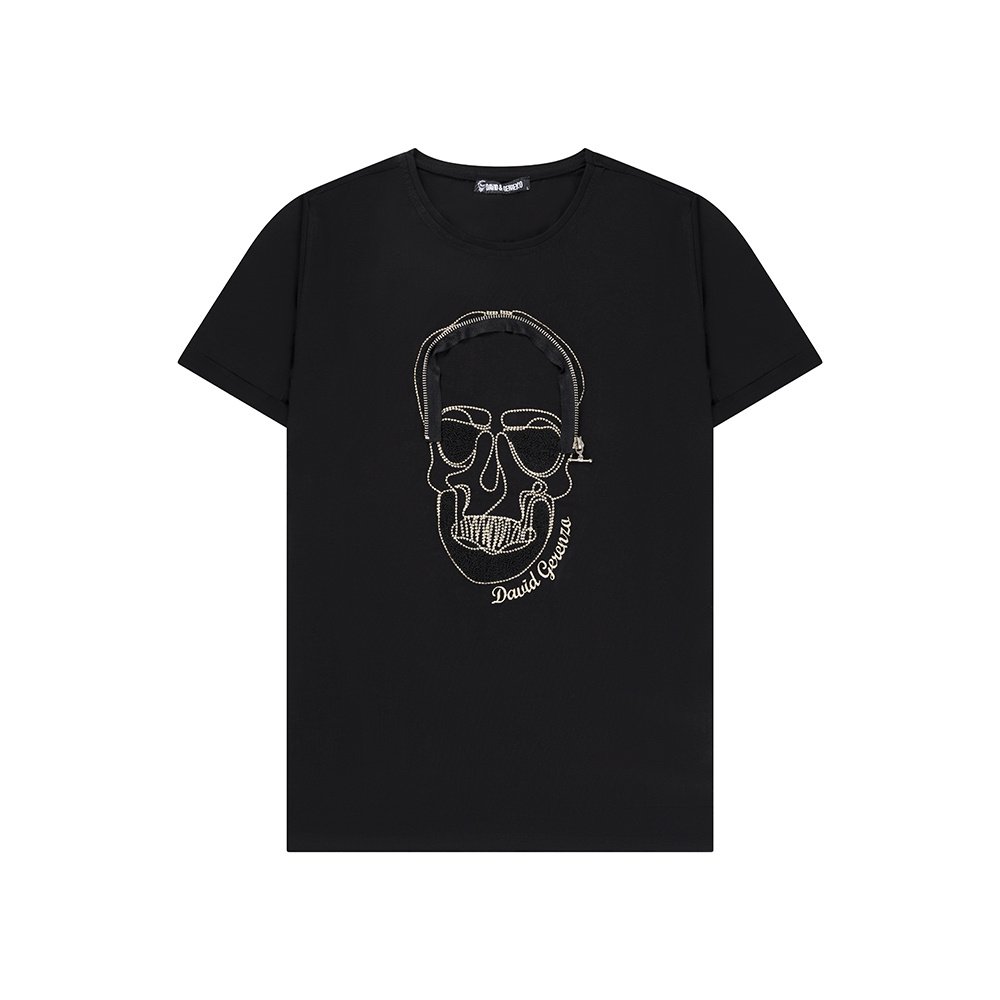 T-shirt met doodskop in zwart