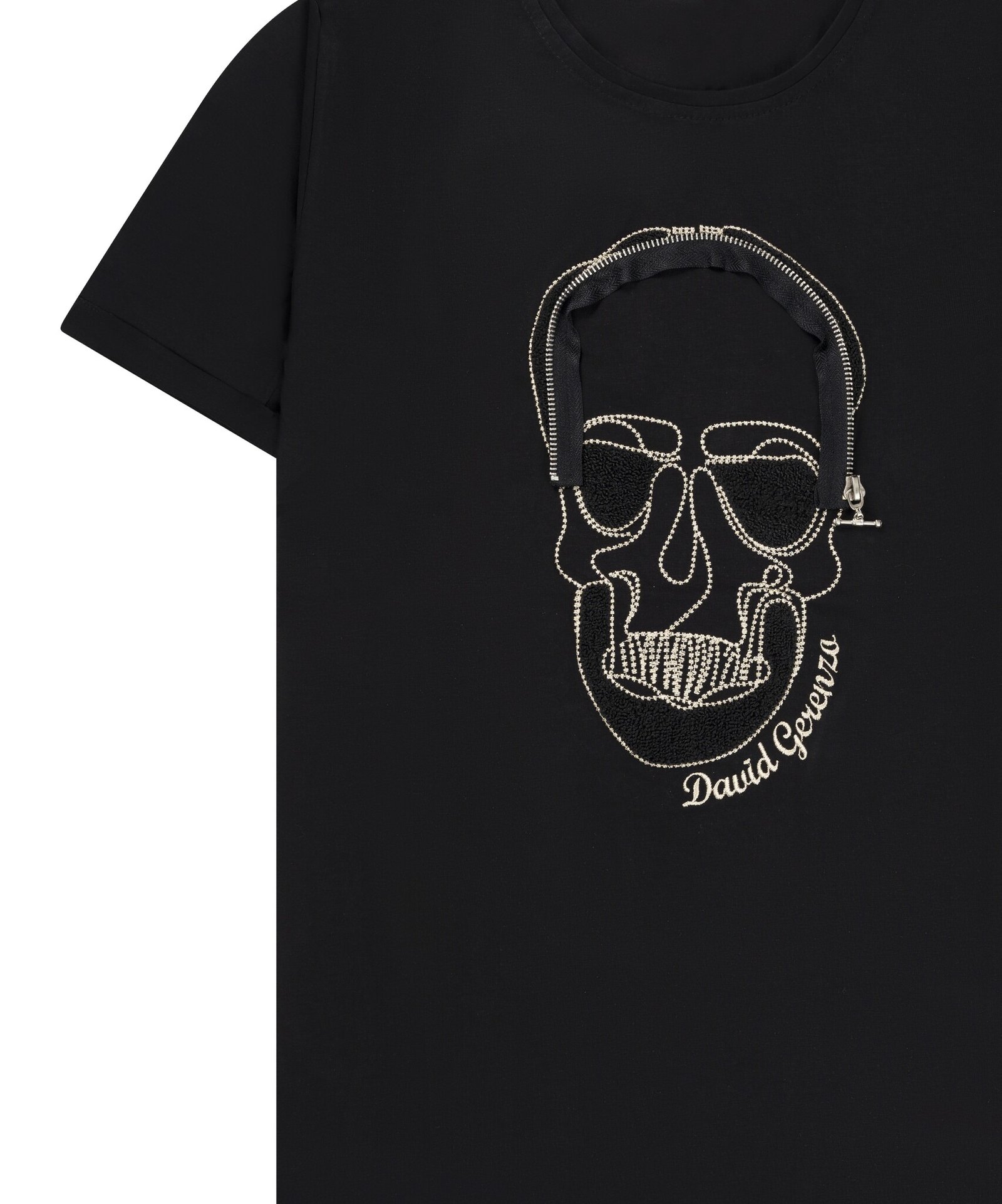 T-shirt met doodskop in zwart