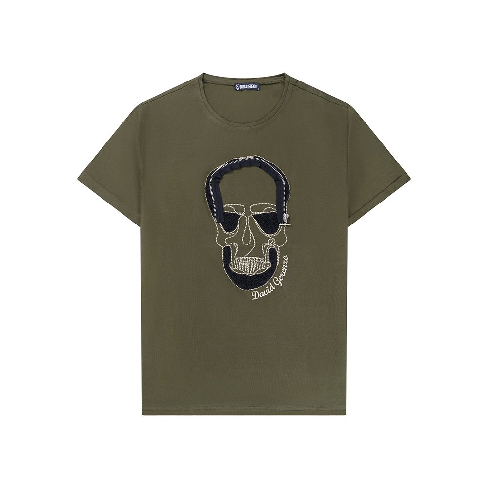 T-shirt met doodskop legergroen