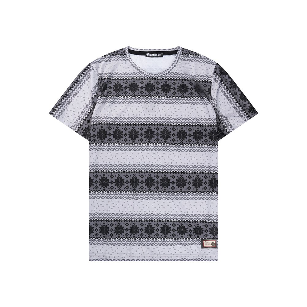 T-shirt met horizontale dessinprint grijs