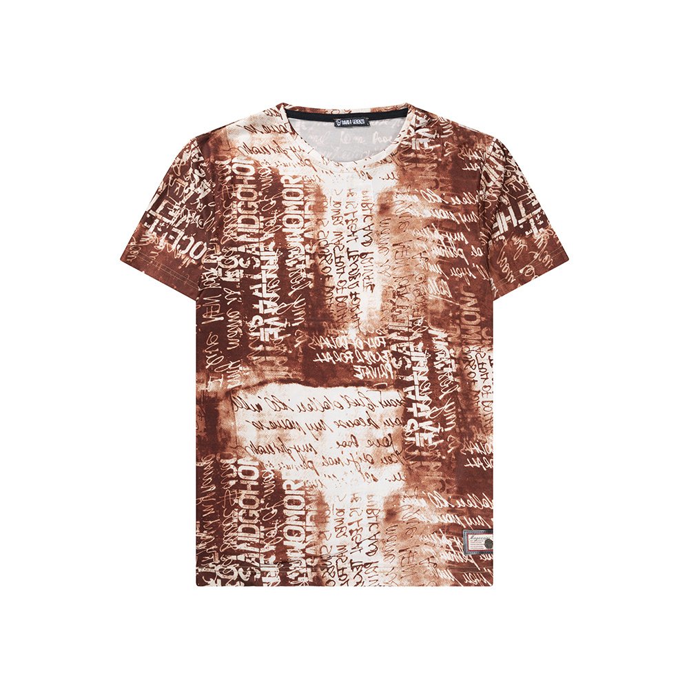 T-shirt met tekstprint - bruin/wit