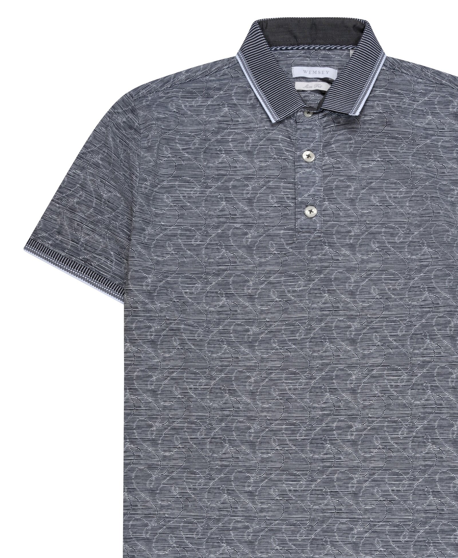 T-shirt slim fit grijs polokraag