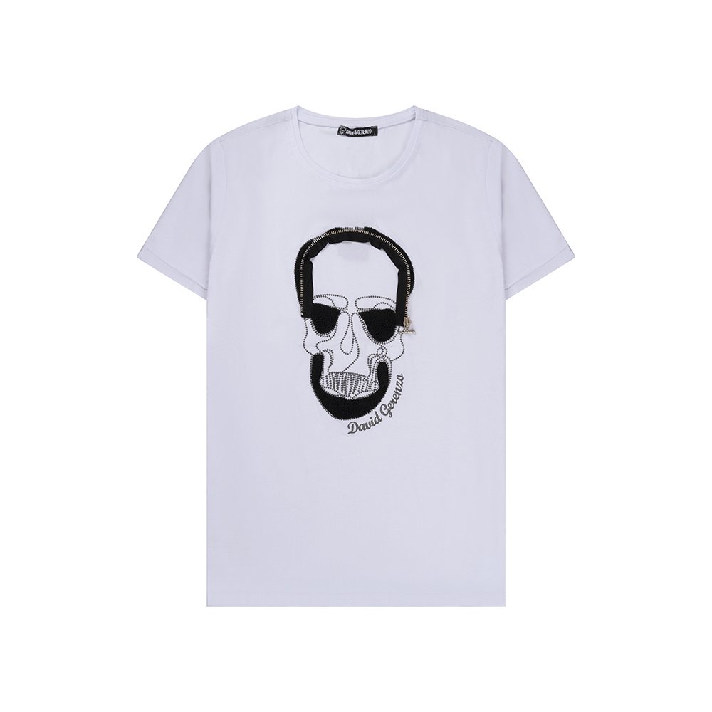 Wit T-shirt met gedetailleerde doodskop