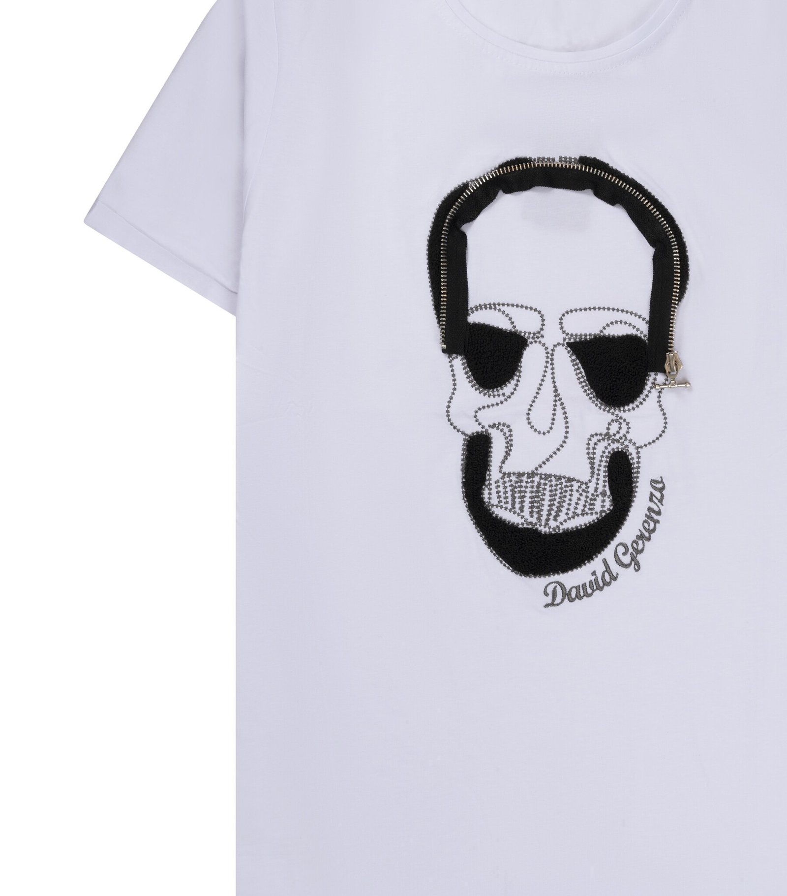 Wit T-shirt met gedetailleerde doodskop